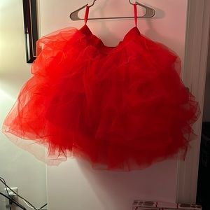 Red tulle skirt